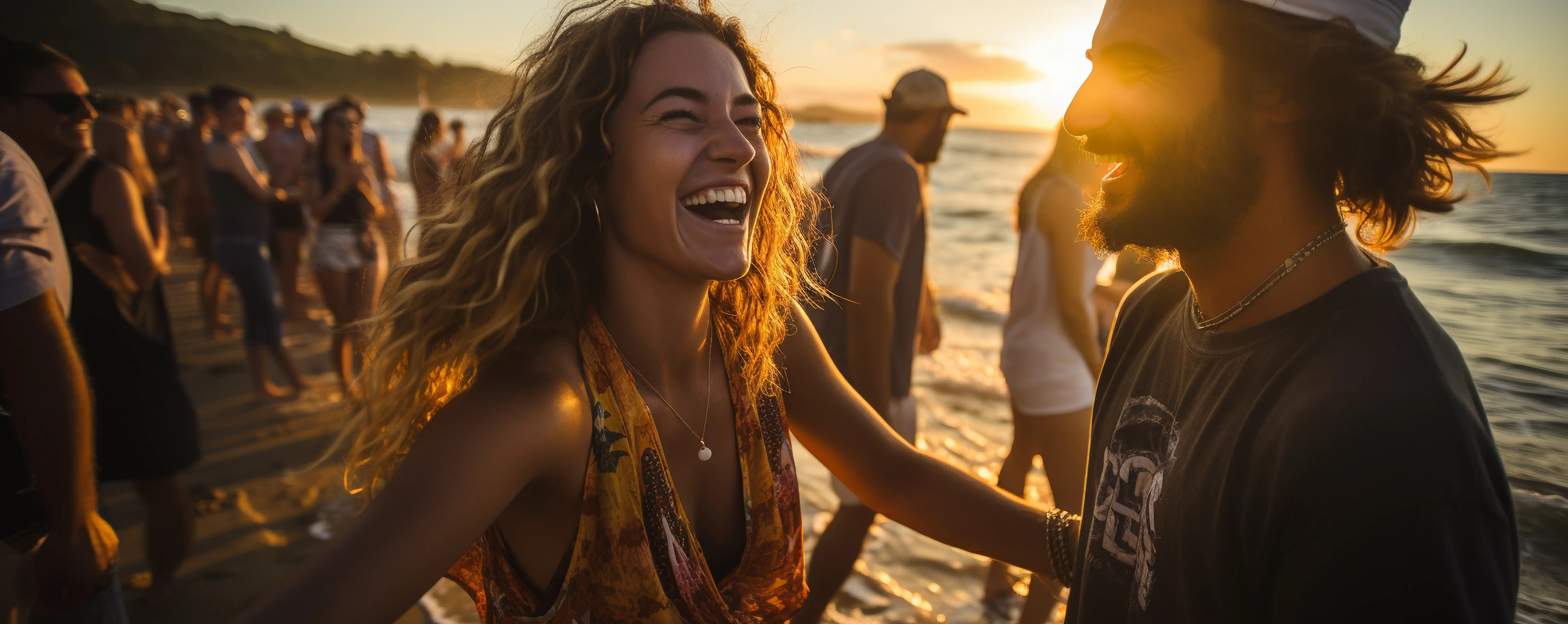 Atardecer en la playa de Mazunte con personas